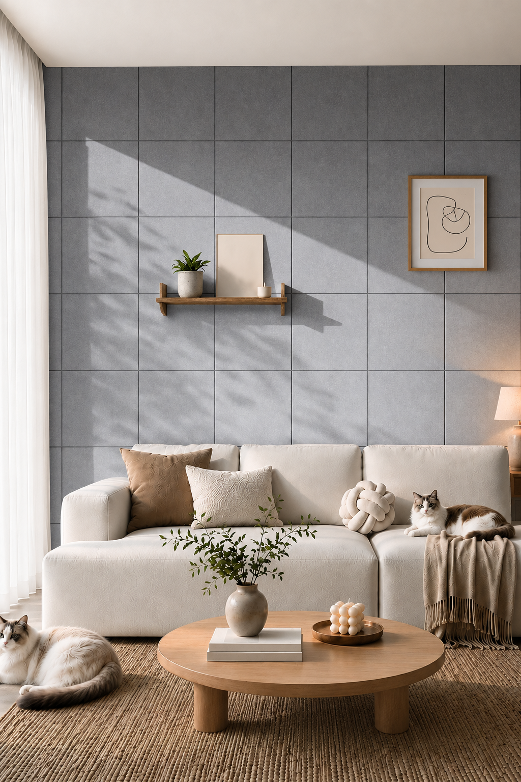 Soft Grid recycled felt wall panels