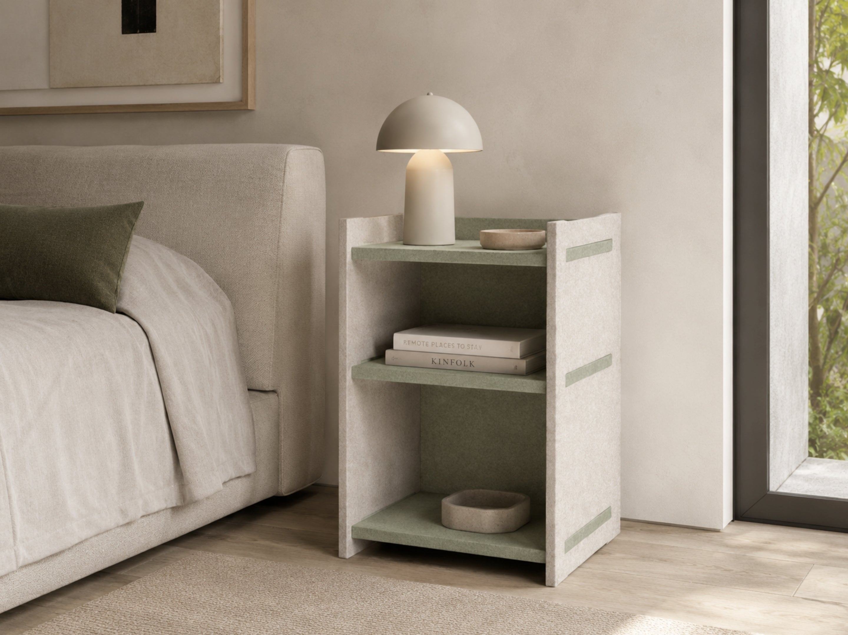 Bedside catch-all installation example