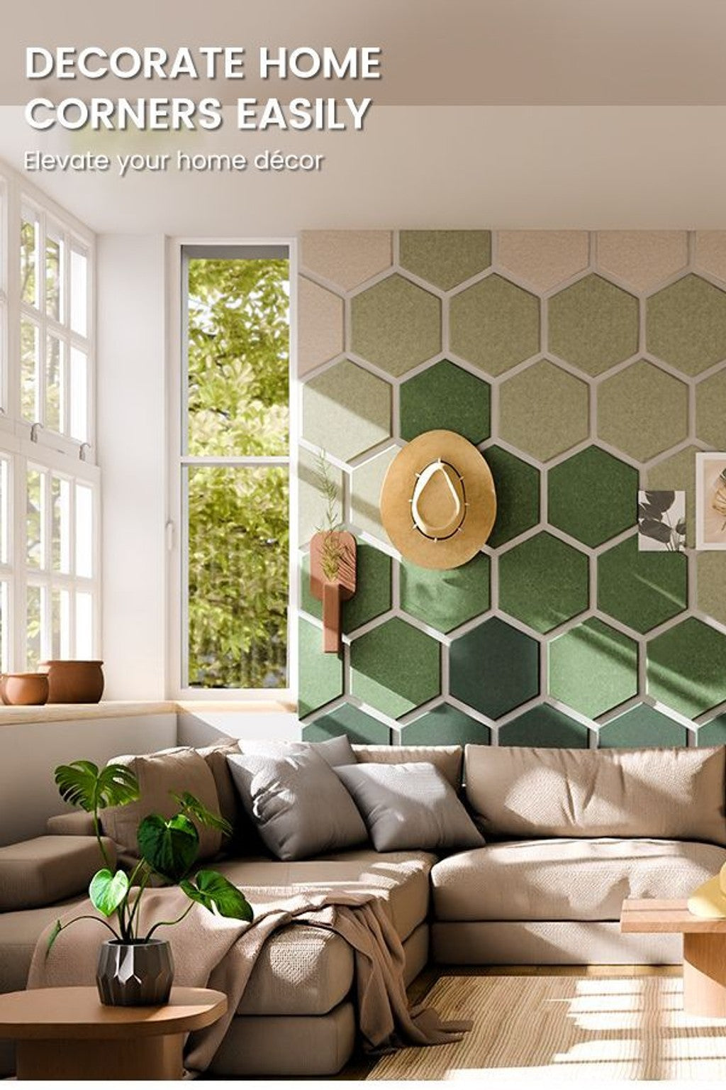 Hexagon felt board installation example