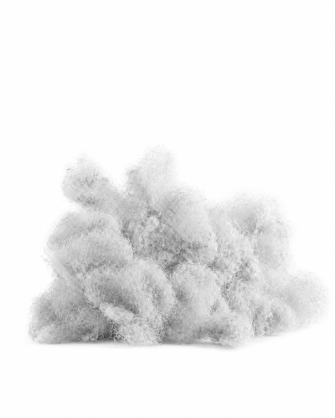 White recycled fiber made from recovered plastic
